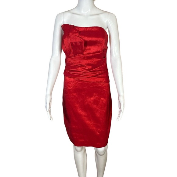 Vintage Betsy &‎ Adam Strapless Metallic Red Formal Prom Cocktail dress size 14 - Picture 1 of 7